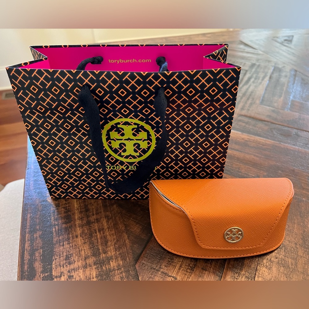 Tory Burch sunglasses case and shopping bag
